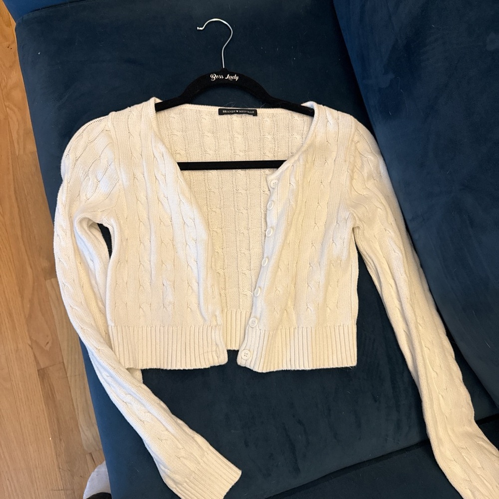 Brandy Melville Cream Cable Knit Cardigan